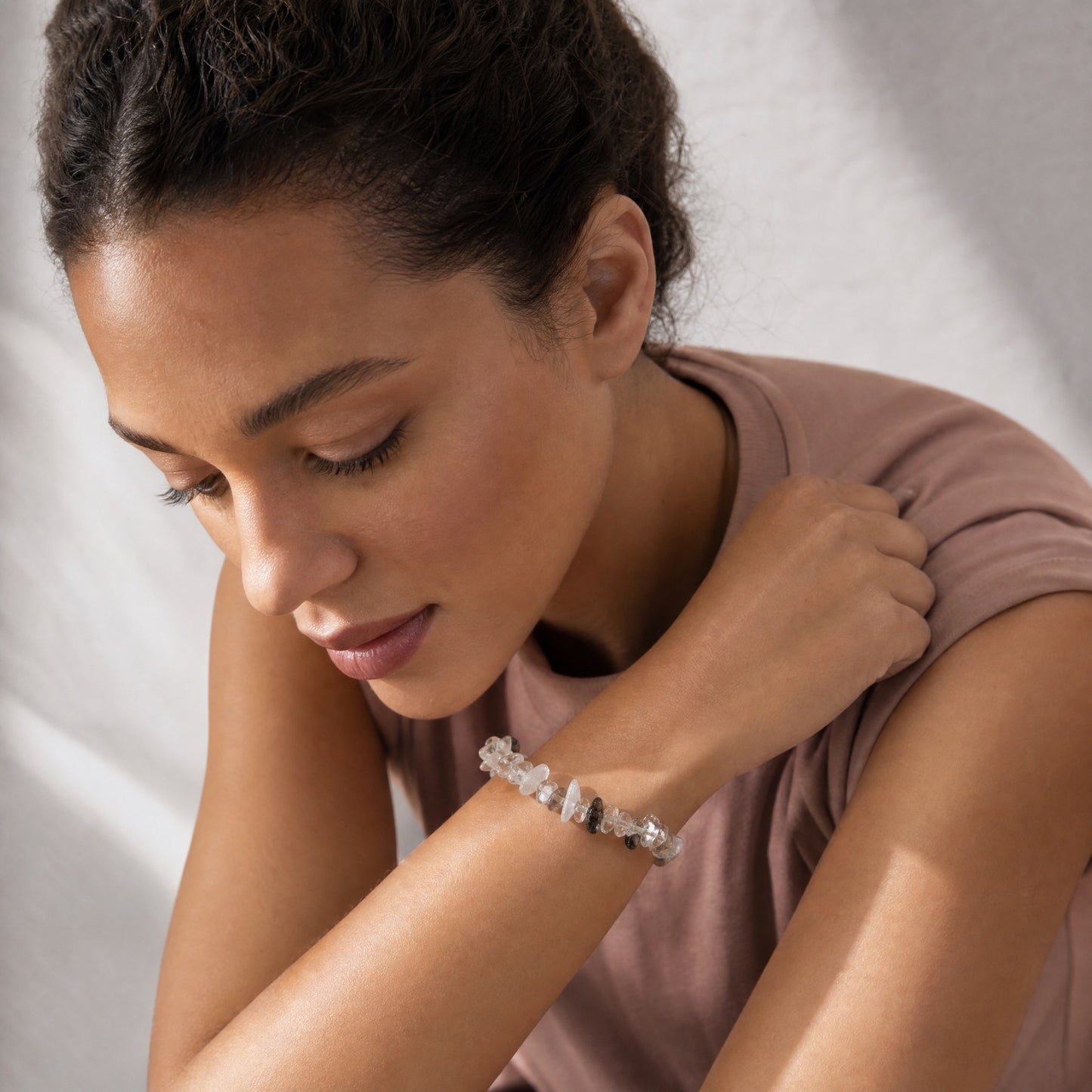 Armband mit Rauchquarz und Bergkristall