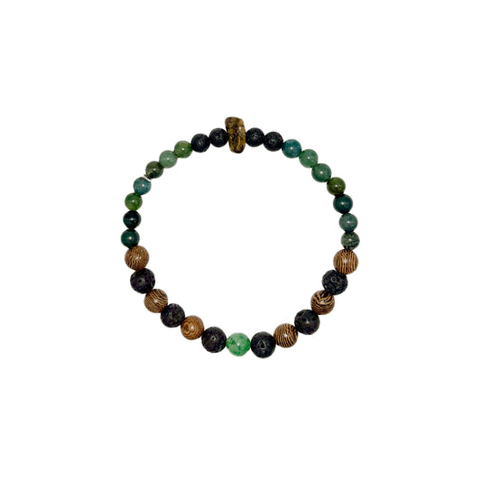 Armband aus Holz und Natursteinen