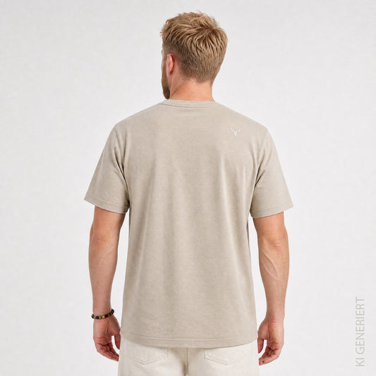 Fichtelgebirge Briefmarken - Beiges T-Shirt bestickt