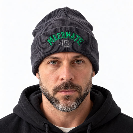 Beanie Wave - graue Strickmütze mit Stick