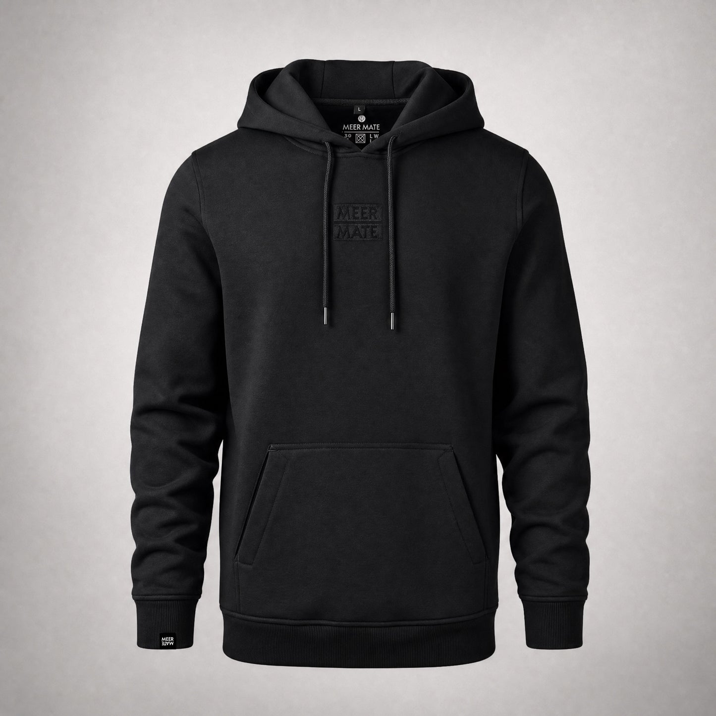 Black Square - Schwarzer Hoodie mit schwarzem Stick