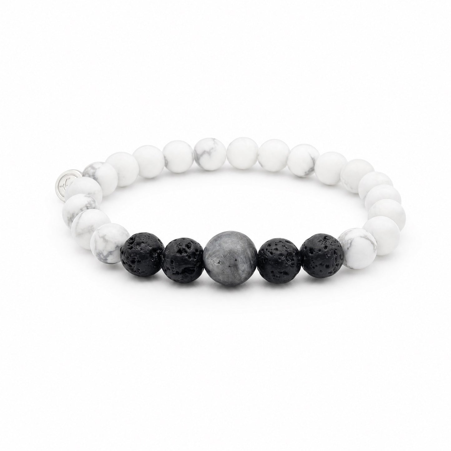 Armband Howlith mit Lavastein und Labradorit