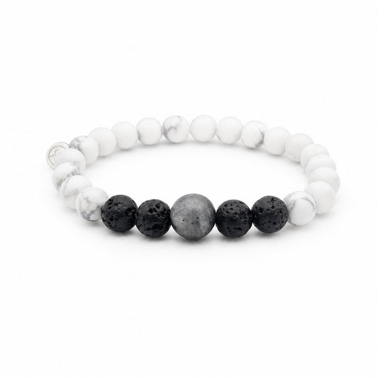 Armband Howlith mit Lavastein und Labradorit