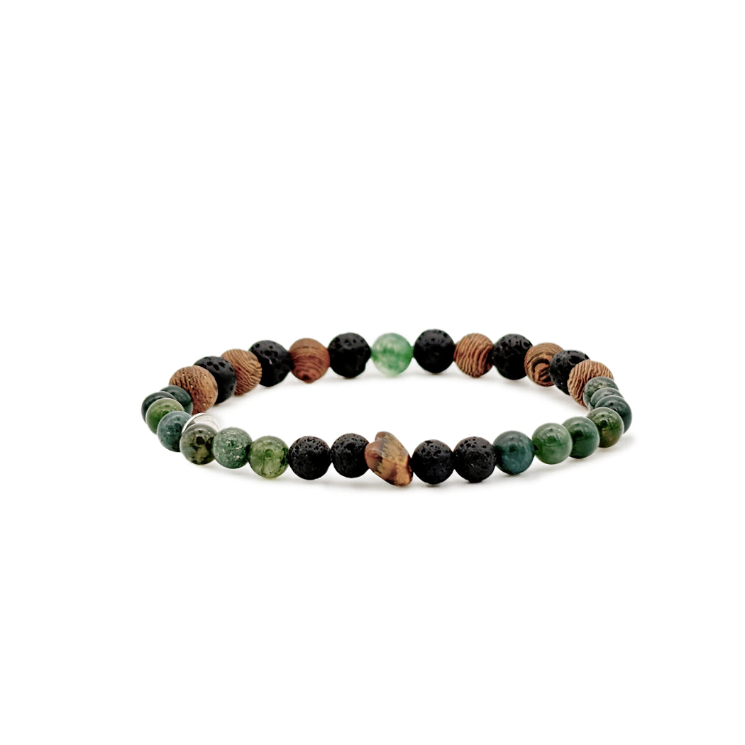 Armband aus Holz und Natursteinen