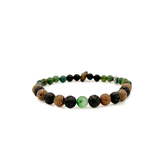 Armband aus Holz und Natursteinen