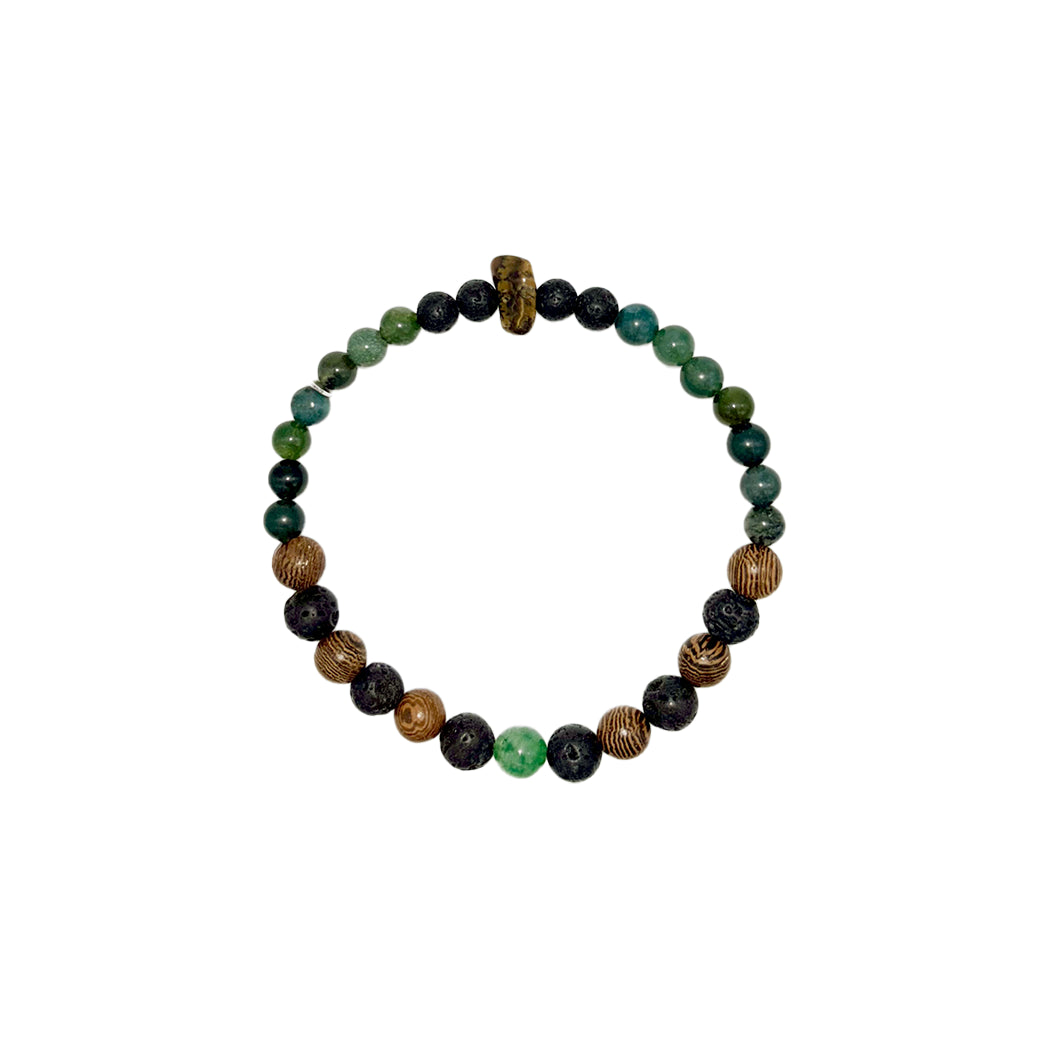 Armband aus Holz und Natursteinen