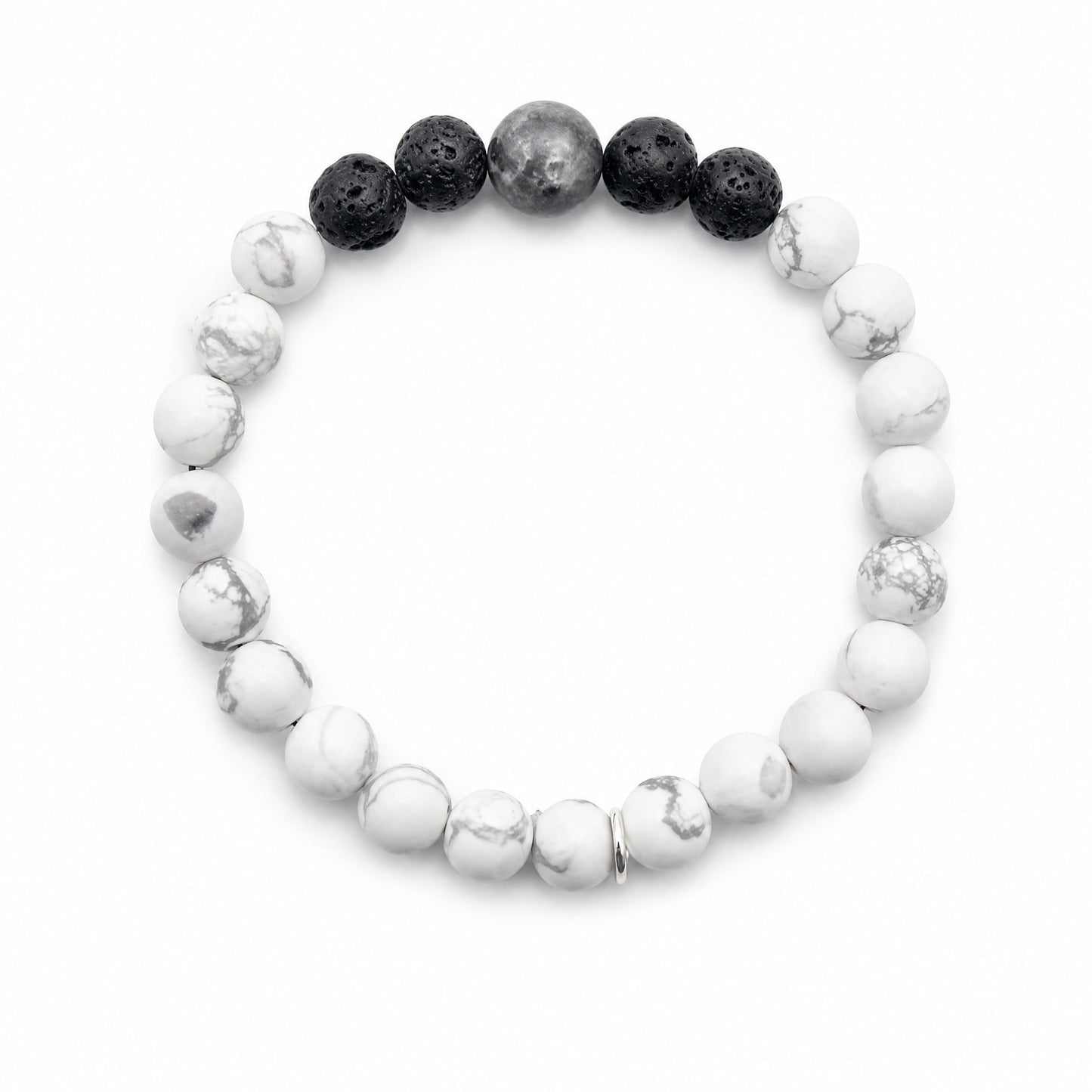 Armband Howlith mit Lavastein und Labradorit