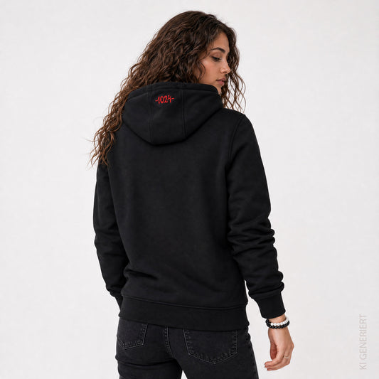 Bikepark 1024 Racing Team - Schwarzer Hoodie mit Druck und Stick