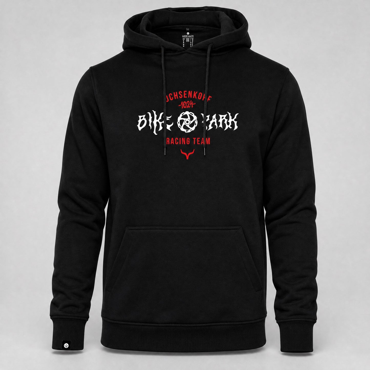 Bikepark 1024 Racing Team - Schwarzer Hoodie mit Druck und Stick
