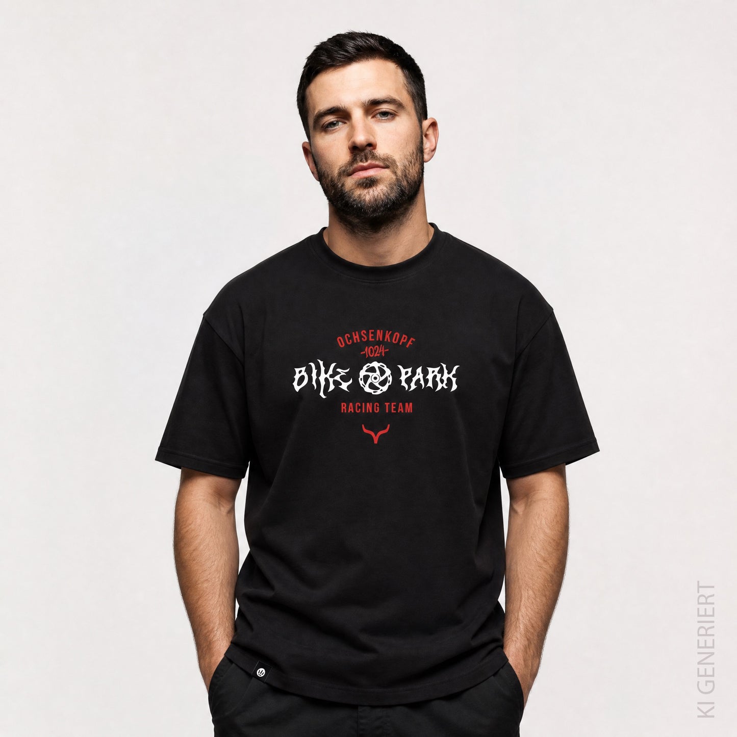 Bikepark 1024 Racing Team - Schwarzes T-Shirt mit Druck