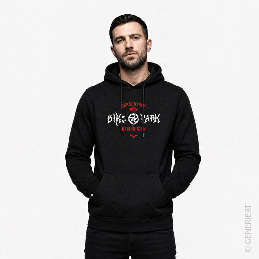 Bikepark 1024 Racing Team - Schwarzer Hoodie mit Druck und Stick