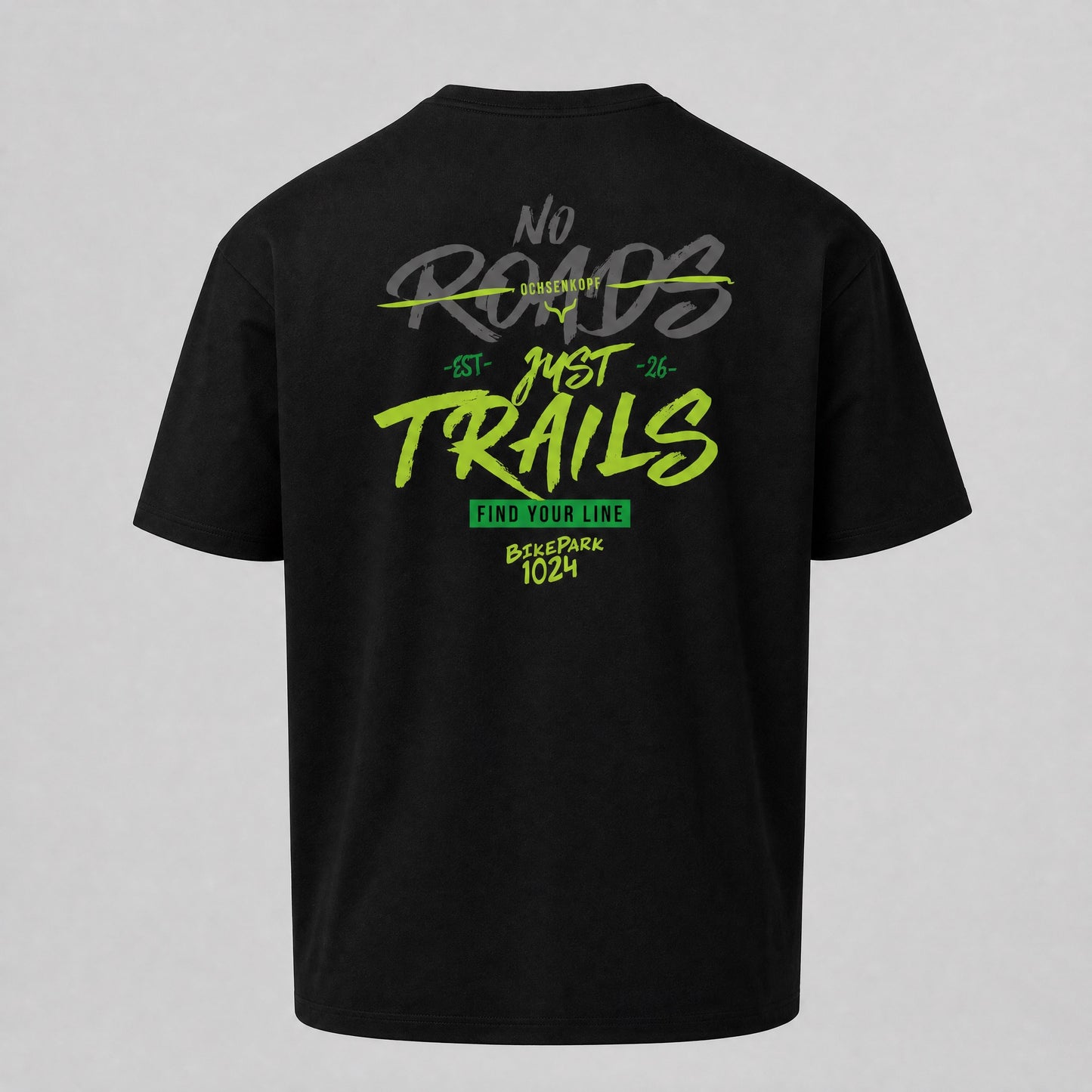 Bikepark 1024 Just Trails - Schwarzes T-Shirt mit Druck und Stick