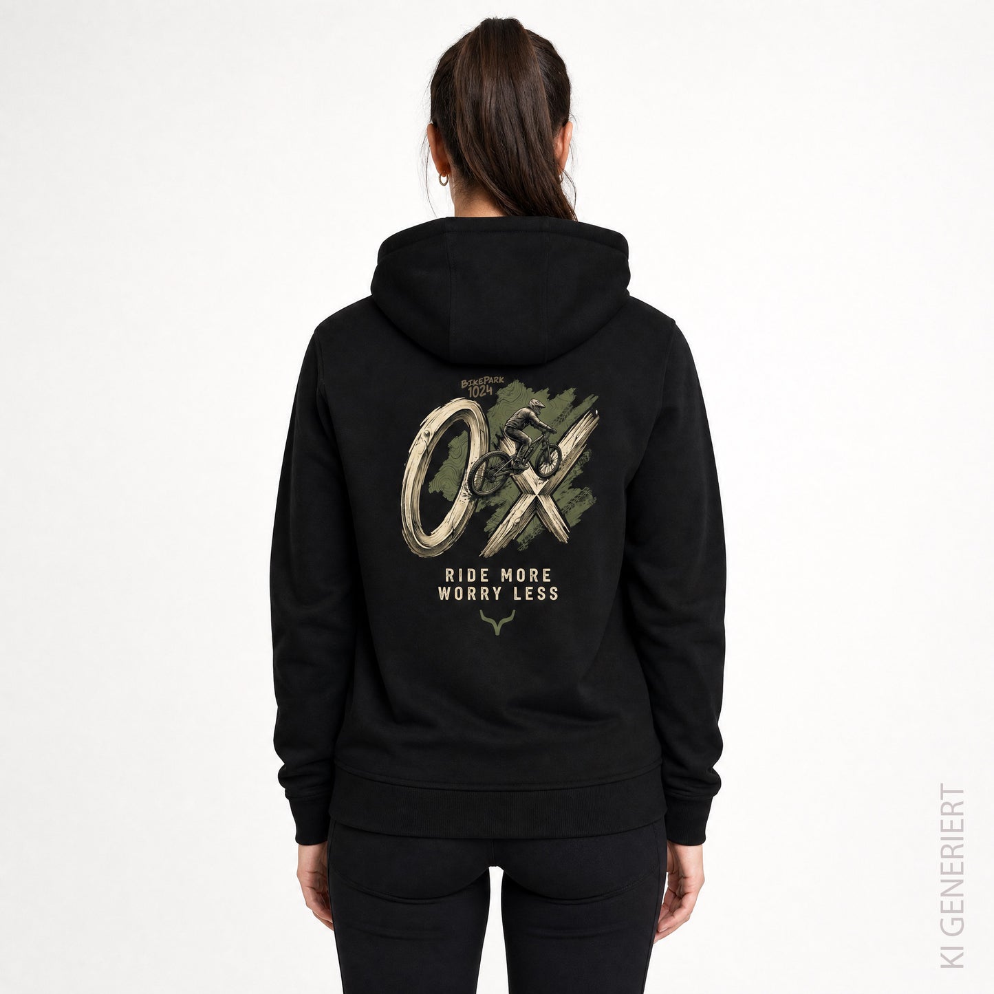Bikepark 1024 OXenkopf - Schwarzer Hoodie mit Druck und Stick