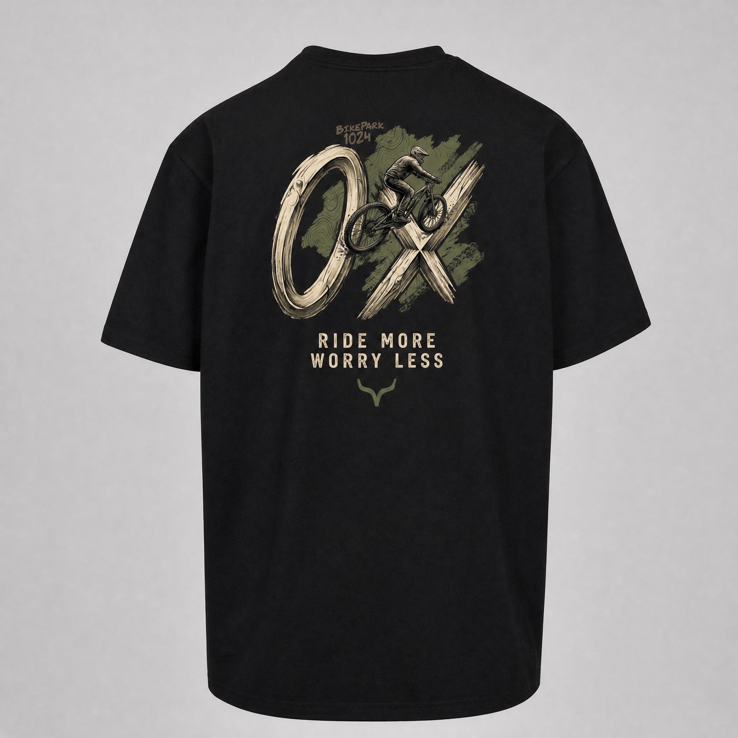 Bikepark 1024 OXenkopf - Schwarzes T-Shirt mit Druck und Stick