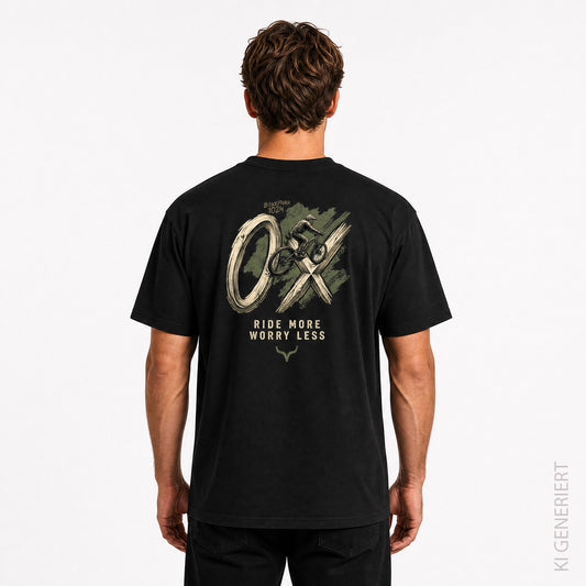 Bikepark 1024 OXenkopf - Schwarzes T-Shirt mit Druck und Stick