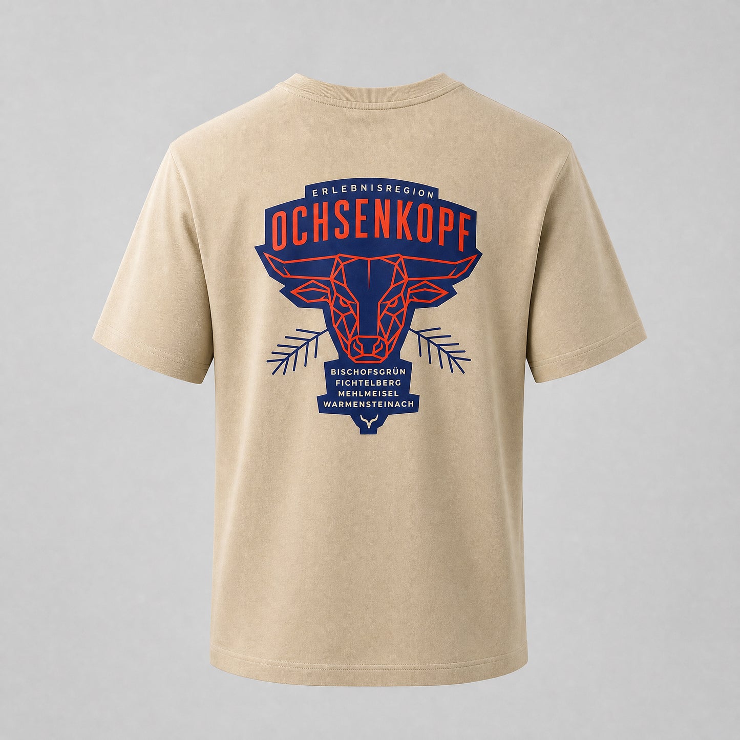 Fichtelgebirge Bull - Cremefarbenes T-Shirt mit Druck