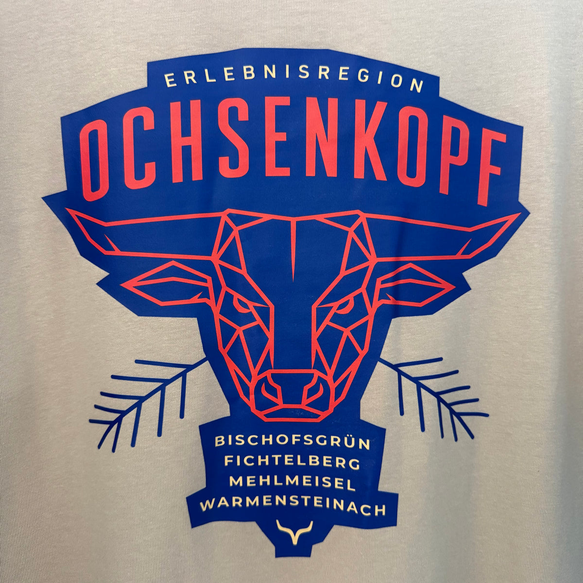 Fichtelgebirge Bull - Cremefarbenes T-Shirt mit Druck und Stick