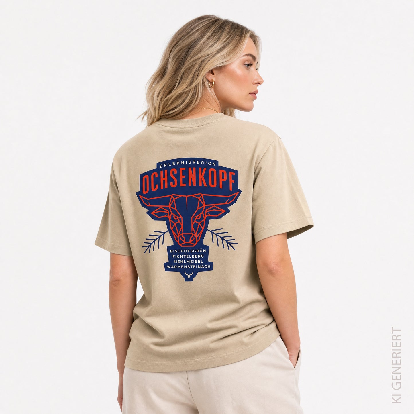 Fichtelgebirge Bull - Cremefarbenes T-Shirt mit Druck
