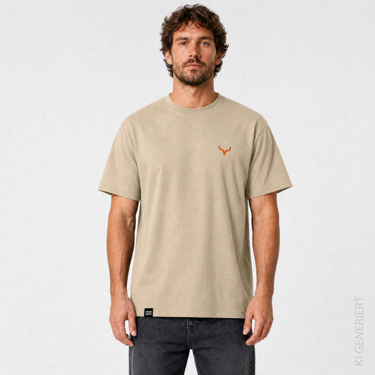Fichtelgebirge Bull - Cremefarbenes T-Shirt mit Druck