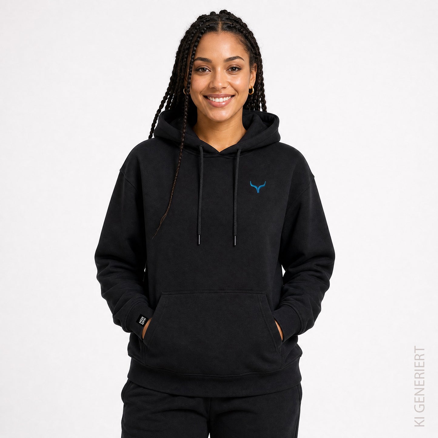 Fichtelgebirge Happy Place - schwarzer Hoodie mit Druck und Stick