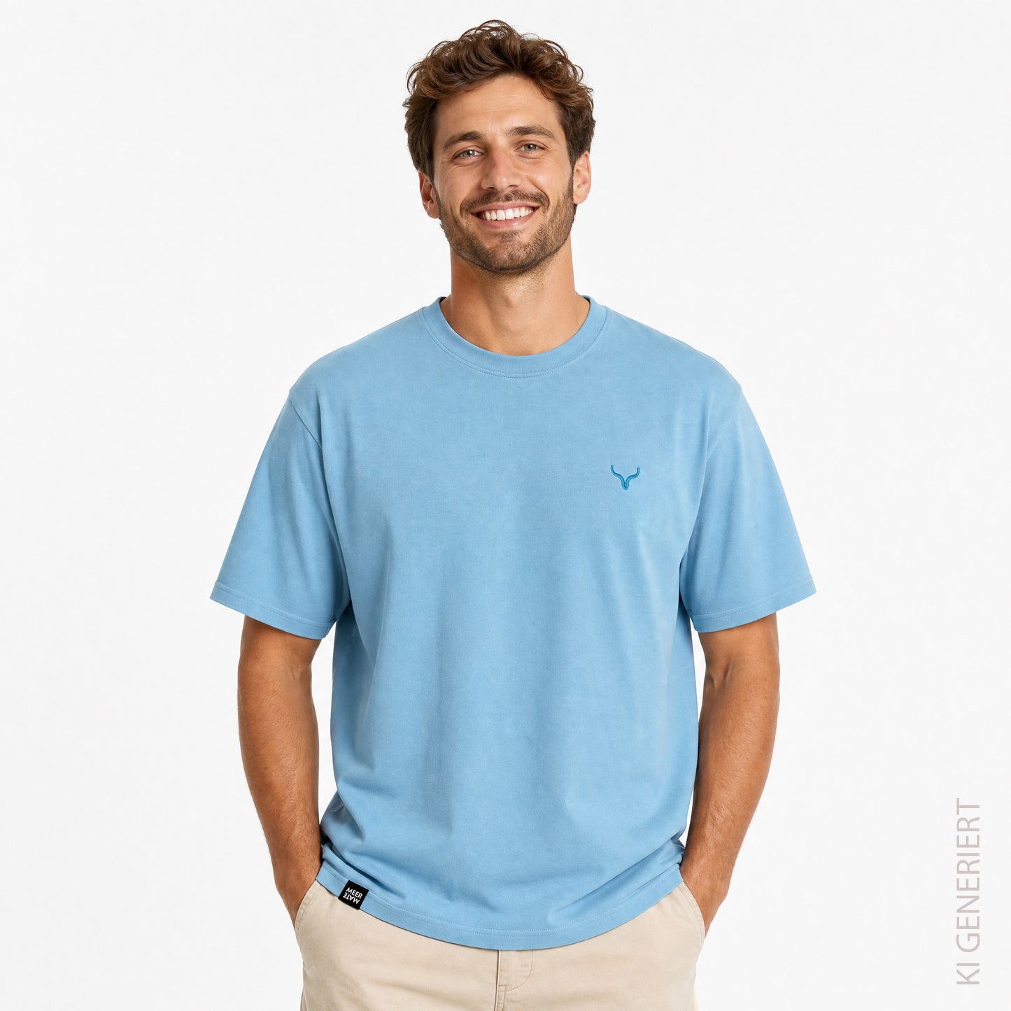 Fichtelgebirge Happy Place - Hellblaues T-Shirt mit Druck und Stick