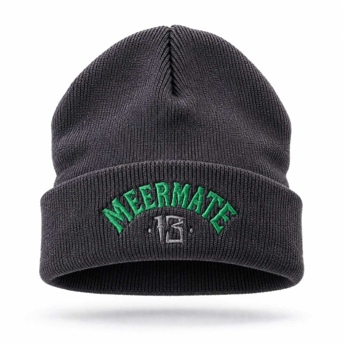 Beanie Wave - graue Strickmütze mit Stick