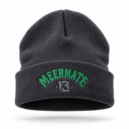 Beanie Wave - graue Strickmütze mit Stick