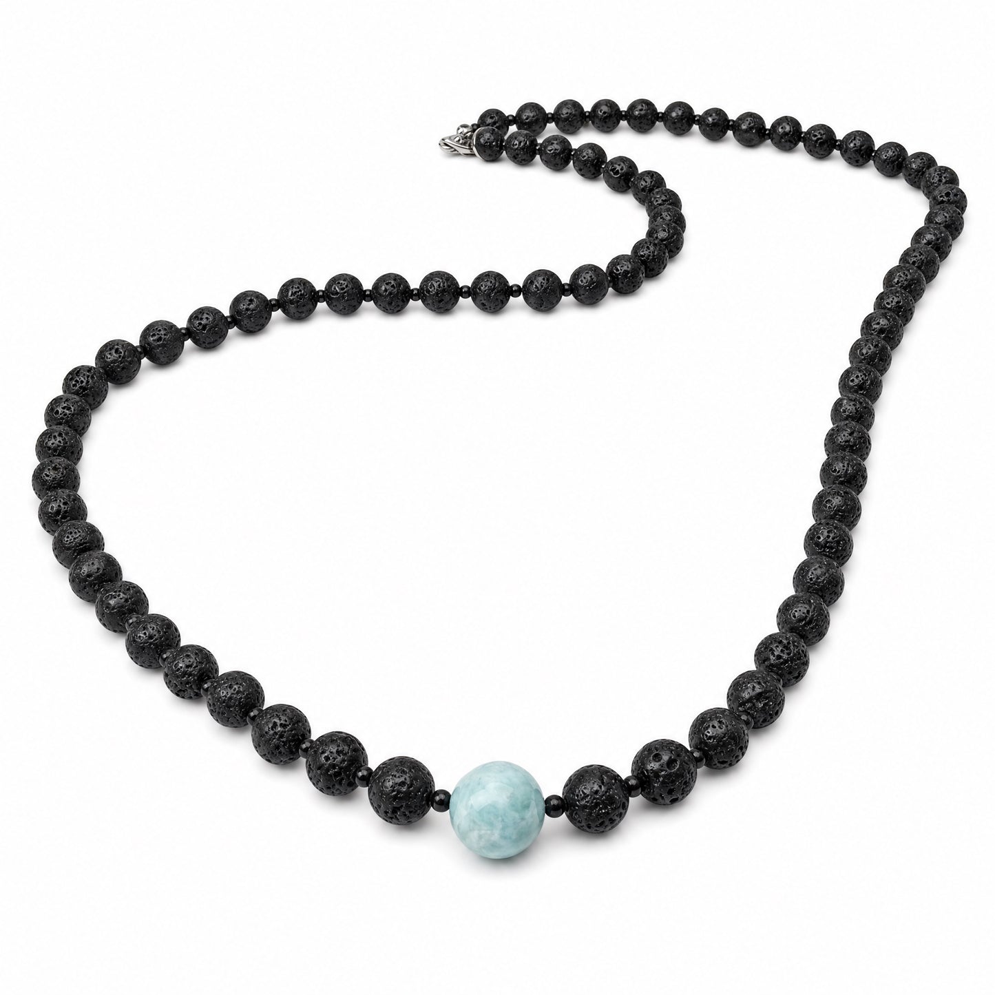 Halskette Lavastein-Larimar Kugel
