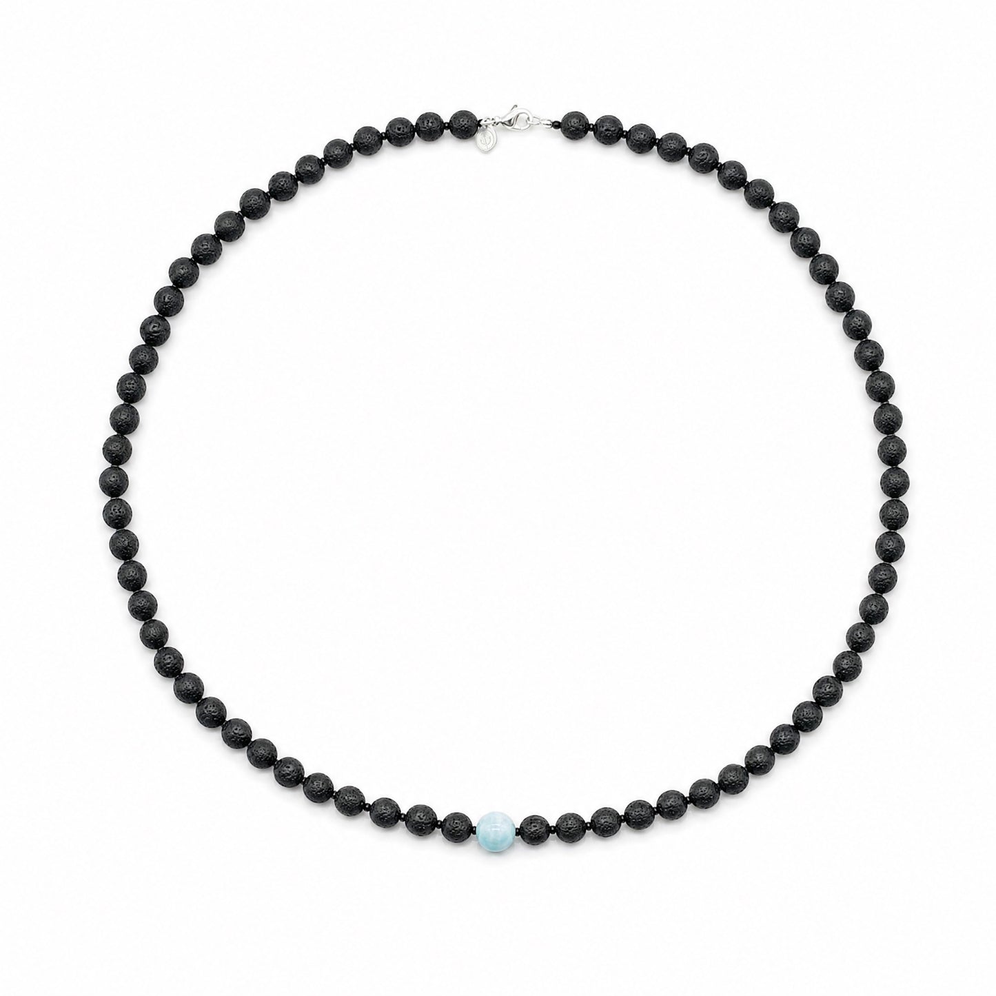 Halskette Lavastein-Larimar Kugel