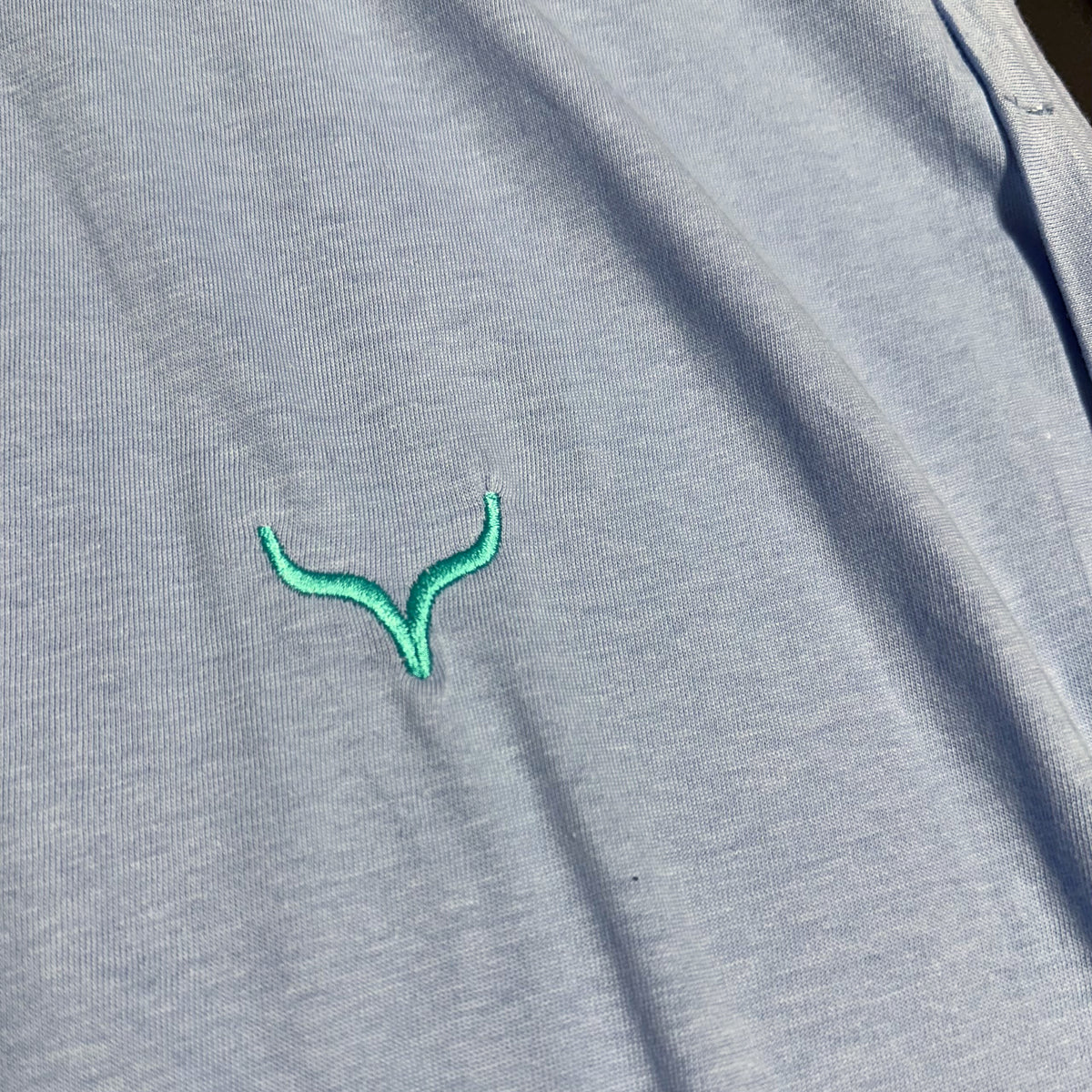 Fichtelgebirge Happy Place - Hellblaues Damen T-Shirt mit Druck und Stick