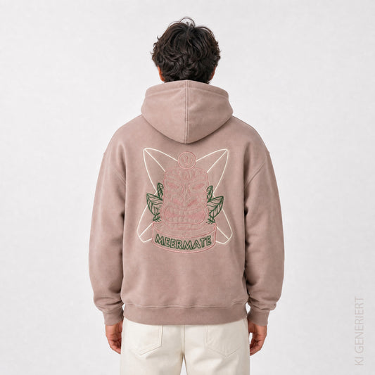 Tikki Servus Aloha - Hoodie mit grauem Stick vorne und farbigem Stick hinten