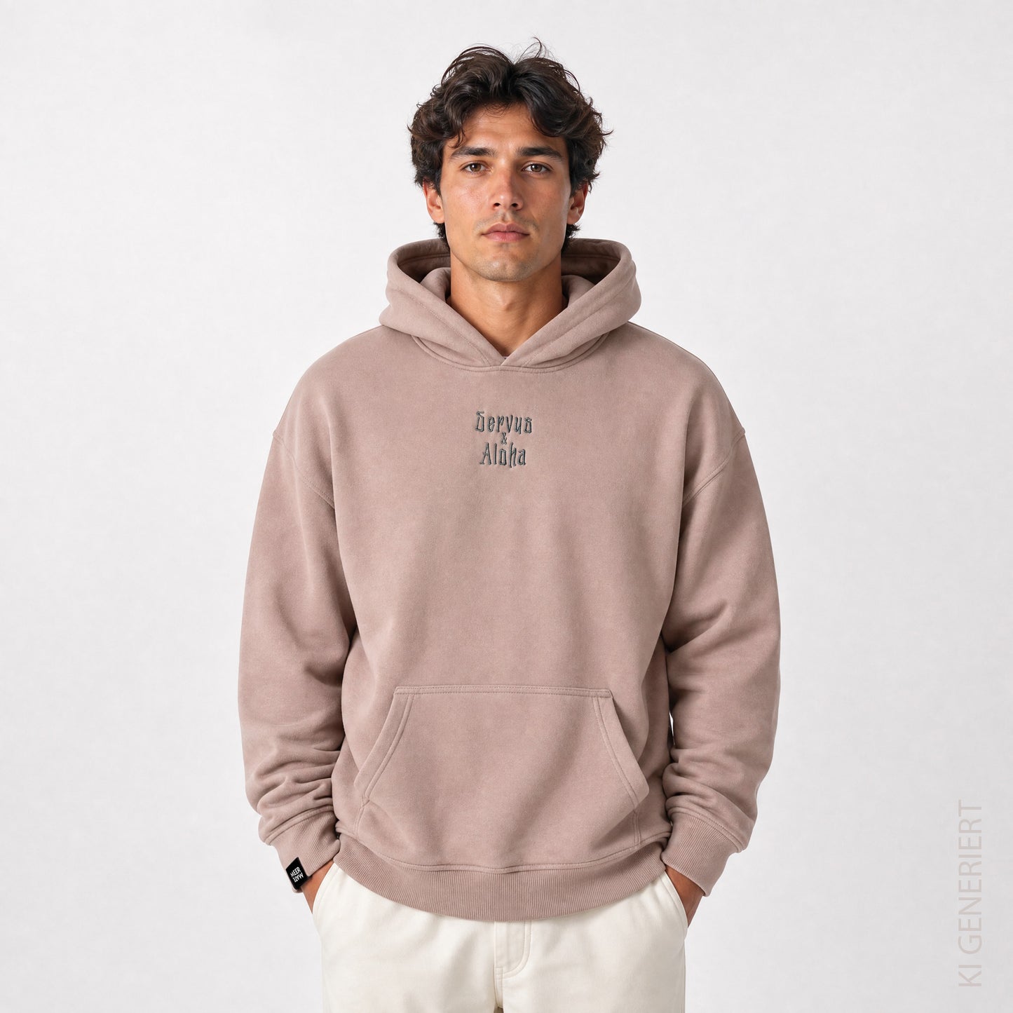 Tikki Servus Aloha - Hoodie mit grauem Stick vorne und farbigem Stick hinten