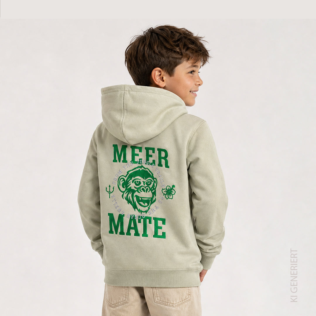 Affe - Kinder Hoodie beidseitig bestickt