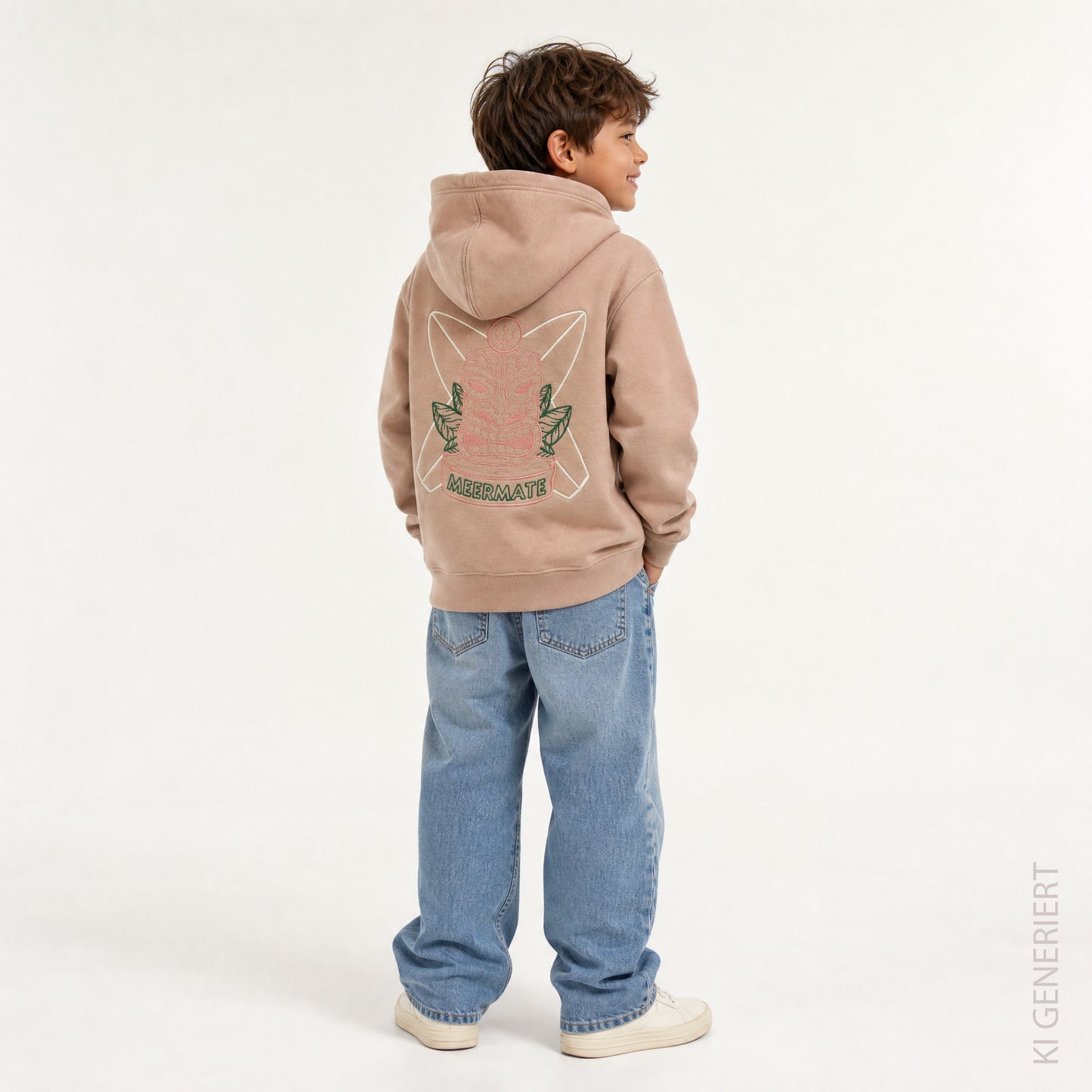 Tiki Servus Aloha - Kinder Hoodie beidseitig bestickt