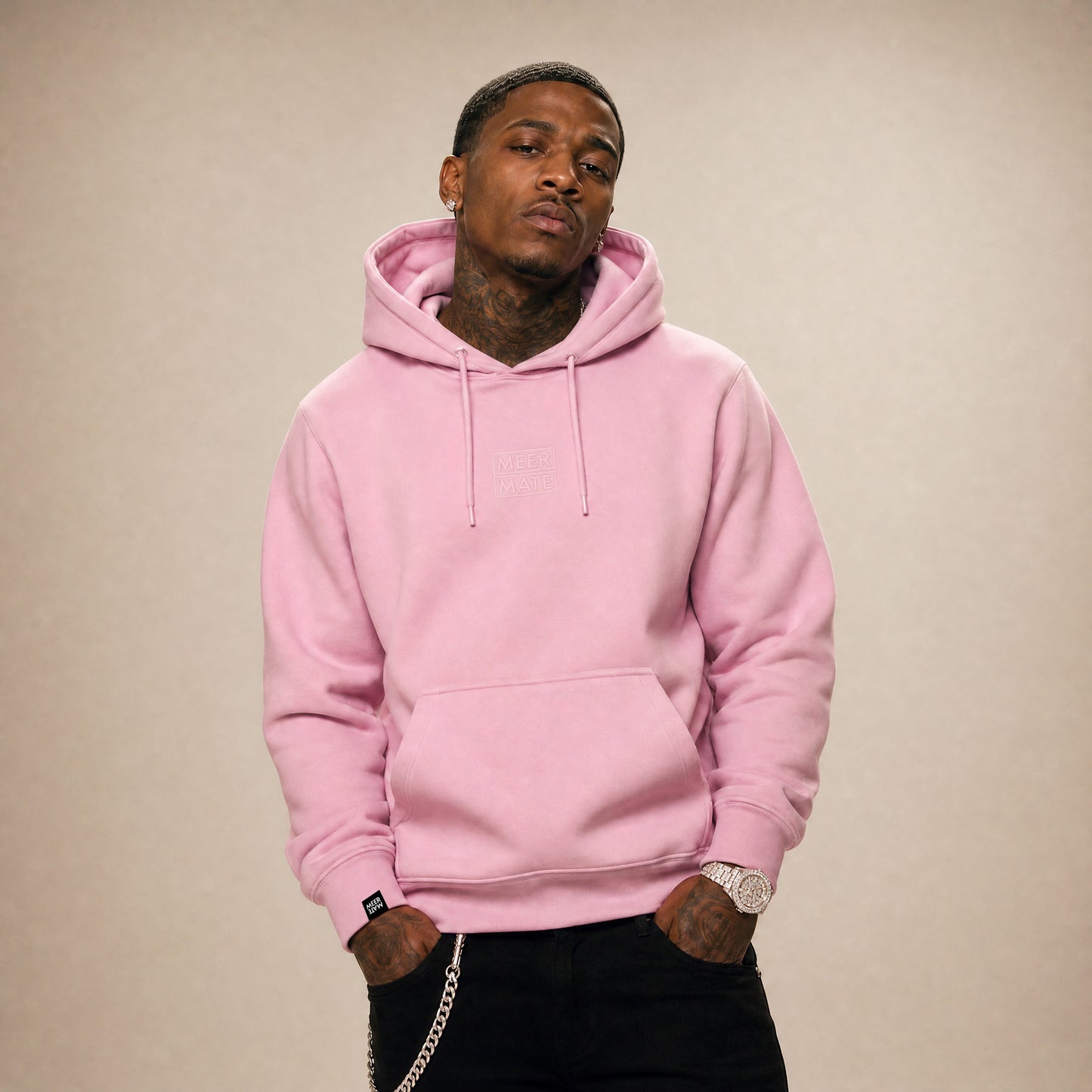 Sakura Square - Pinker Hoodie mit pinkem Stick