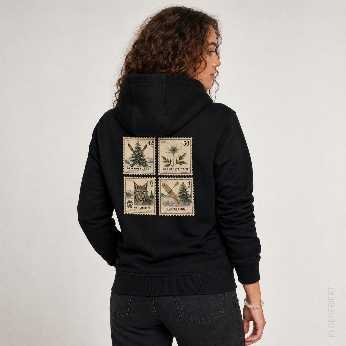 Fichtelgebirge Briefmarken - Schwarzer Hoodie mit Druck