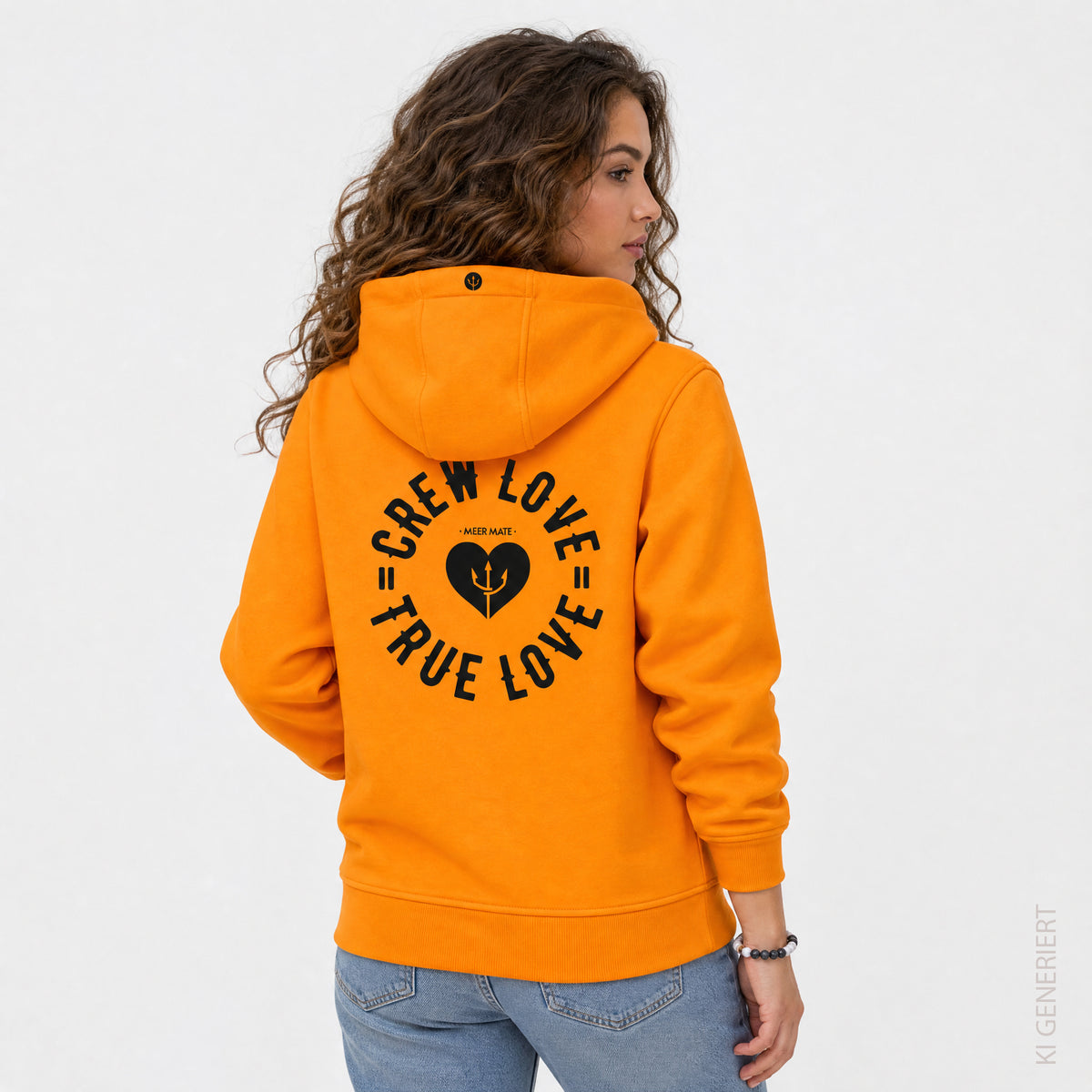 CrewLove - Oranger Hoodie mit Grafikdruck