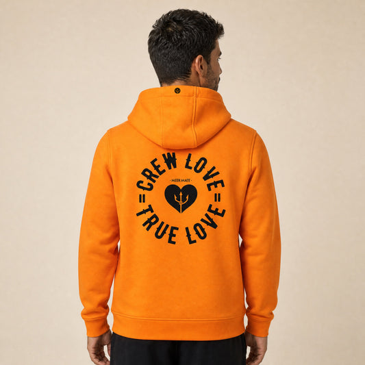 CrewLove - Oranger Hoodie mit Grafikdruck vorne und hinten