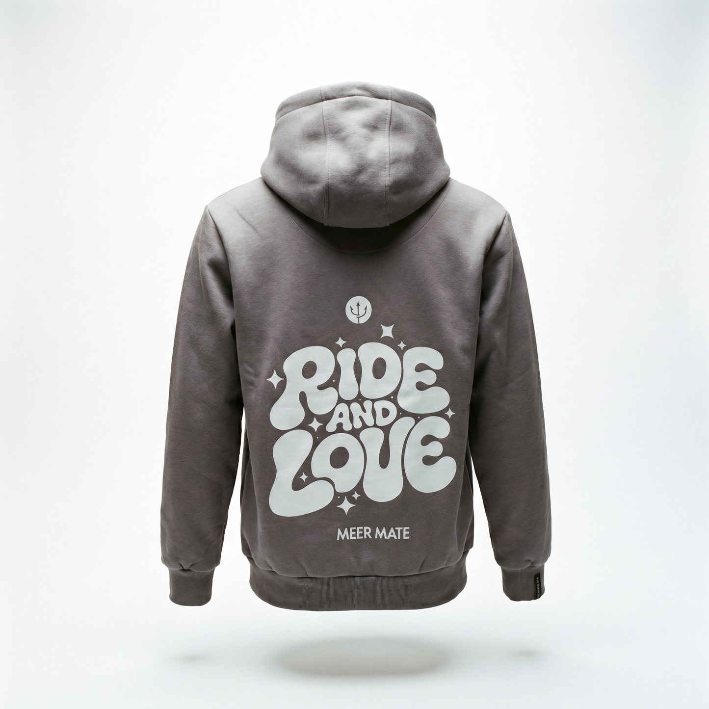 Ride & Love - Kinder-Hoodie in grau mit Stick vorne und Druck hinten
