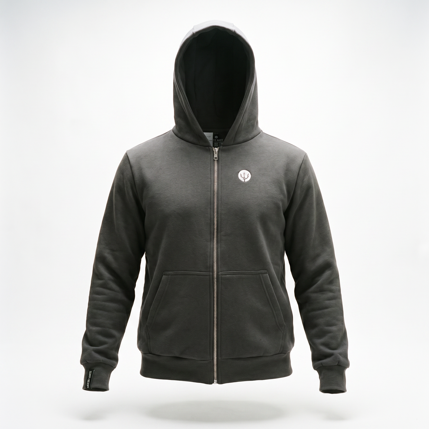Ride & Love - Kinder-Hoodie in grau mit Stick vorne und Druck hinten