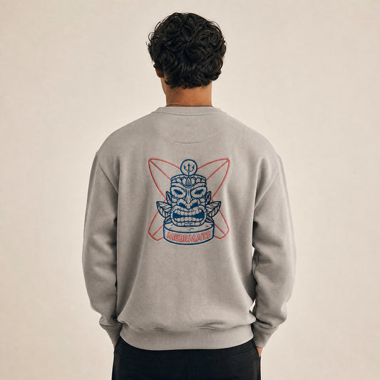 Tikki Servus Aloha-  Crewneck Pullover mit farbigem Stick vorne und hinten