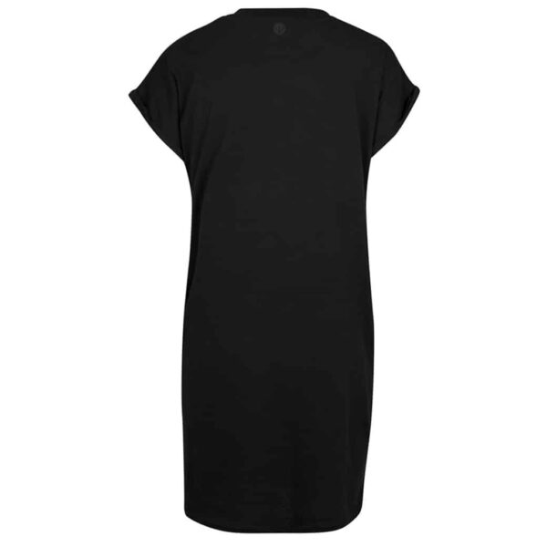 MeerMate Signature T-Shirtkleid in schwarz mit hangeprägtem versilberten MeerMate Icon.